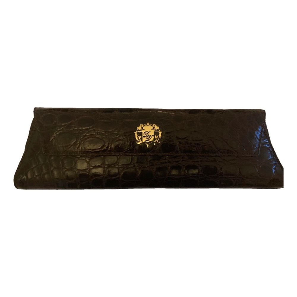 Black Crocodile Embossed Clutch